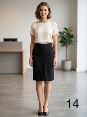 Apostrophe Black Pleated Pencil Skirt